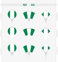 Nigeria flag, set of location pin icons of Nigeria flag Royalty Free Stock Photo