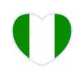 Nigeria flag in a shape of heart. Icon flat heart symbol of love on the background national flag. Vector illustration Royalty Free Stock Photo