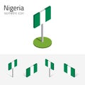 Nigeria flag, vector set of 3D isometric flat icons Royalty Free Stock Photo