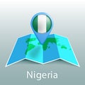 Nigeria flag world map in pin with name of country Royalty Free Stock Photo