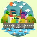 Nigeria - Flat design city vector illustration