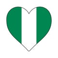 Nigeria Heart Shape Flag. Love Nigeria. Visit Nigeria. Southern Africa. African Union. Vector Illustration Graphic Royalty Free Stock Photo