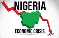 Nigeria Map Financial Crisis Economic Collapse Market Crash Global Meltdown Vector Royalty Free Stock Photo