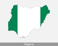 Nigeria Flag Map. Map of the Federal Republic of Nigeria with the Nigerian national flag isolated on white background. Vector Illu