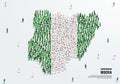 Nigeria Map and Flag. A large group of people in the Nigerian flag color form to create the map. Royalty Free Stock Photo