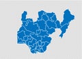 Nigeria map - High detailed blue map with counties/regions/states of nigeria. nigeria map isolated on transparent background Royalty Free Stock Photo