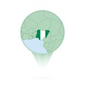 Nigeria map, stylish location icon with Nigeria map and flag Royalty Free Stock Photo