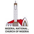 Nigeria, National , Church Of Nigeria travel landmark vector illustration