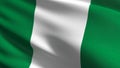 Nigeria national flag blowing in the wind . Official patriotic abstract design. 3D rendering illustration of waving sign