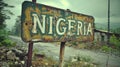 Nigeria old rusty sign in the middle of the road Royalty Free Stock Photo