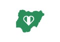 Nigeria outline map country shape national borders state symbol heart love