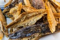 Nigeria, Yoruba cuisine; Close up Cleaned deboned frozen Shawa fish, smoked dried herring or sardine. Royalty Free Stock Photo