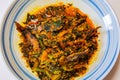 Nigerian Cuisine, Shawa fish Smoke dried herring sardine Efo riro