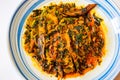 Nigerian Cuisine, Shawa fish Smoke dried herring sardine Efo riro