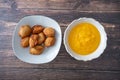 Nigerian Deep Fried Akara beancake served with Custard Royalty Free Stock Photo