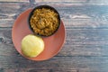 Nigerian Eba or Garri Served with Egusi Soup for lunch