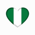 Nigerian flag heart-shaped sign. Vector illustration.