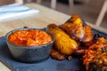 Nigerian Food: Delicious fried plantain with red chilli souce