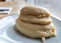 Nigerian Food: Delicious  Pounded Yam on white plate Royalty Free Stock Photo