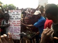 Nigerian fuel subsidy removal protesters at Ojota Royalty Free Stock Photo