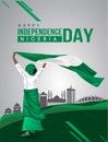 Nigerian Girl waving flag her hands. 1st october Happy Independence day celebration concept. can be used as poster or banner