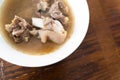Nigerian Goat Meat Pepper soup served in a white bowl Royalty Free Stock Photo