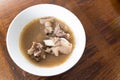 Nigerian Goat Meat Pepper soup served in a white bowl Royalty Free Stock Photo