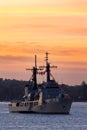 Nigerian Navy NNS Thunder F90 Cutter Former United States Coast Guard USCGC Chase, Hamilton-class cutter at sunrise in Sydney