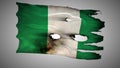 Nigerian perforated, burned, grunge waving flag loop alpha