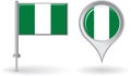 Nigerian pin icon and map pointer flag. Vector Royalty Free Stock Photo