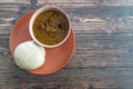 Nigerian Pounded Yam Served with Ogbono Soup ready to eat