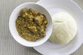 Nigerian Pounded Yam served with Spicy Bitterleaf soup