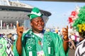 Nigerian soccer fan before match. Royalty Free Stock Photo