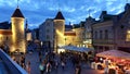 Nigh life style in Tallinn street cafe people have dinner and relax summer evening sunset in the old town of Tallinn, Estonia 10.0 Royalty Free Stock Photo