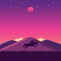 Silhouette of a woman riding a horse Royalty Free Stock Photo