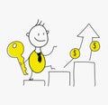 Stickman go up on the growth chart Royalty Free Stock Photo
