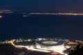 Night Aereial view of Green Point Stadium Royalty Free Stock Photo