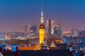 Night aerial cityscape of Tallinn, Estonia Royalty Free Stock Photo