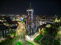 Night Aerial drone night photo of Plymouth city centre with skyscrapper