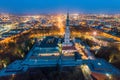 Night aerial drone view on Czestochowa and Jasna Gora monastery Royalty Free Stock Photo