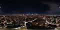 Night aerial 360 equirectangular panorama New York Manhattan USA