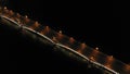 A night aerial top view to Trinity Troitskiy bridge in StPetersburg, Russia.