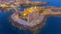 Night aerial view of Aragonese Fortress in Calabria, Italy Royalty Free Stock Photo