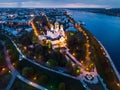 Night aerial view of Assumption Cathedral, Yaroslavl Royalty Free Stock Photo