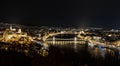 Night aerial view of Budapest - Capital of Hungary. Royalty Free Stock Photo