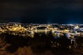 Night aerial view of Budapest - Capital of Hungary. Royalty Free Stock Photo