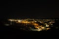 Night aerial view of the city of Santa Maria di Leuca in Italy.