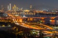 Night aerial view of downtown Seoul from Haneul park, Republic of Korea