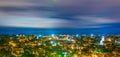 Night aerial view of the lithuanian capital vilnius from the three crosses hill....IMAGE Royalty Free Stock Photo