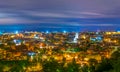 Night aerial view of the lithuanian capital vilnius from the three crosses hill....IMAGE Royalty Free Stock Photo